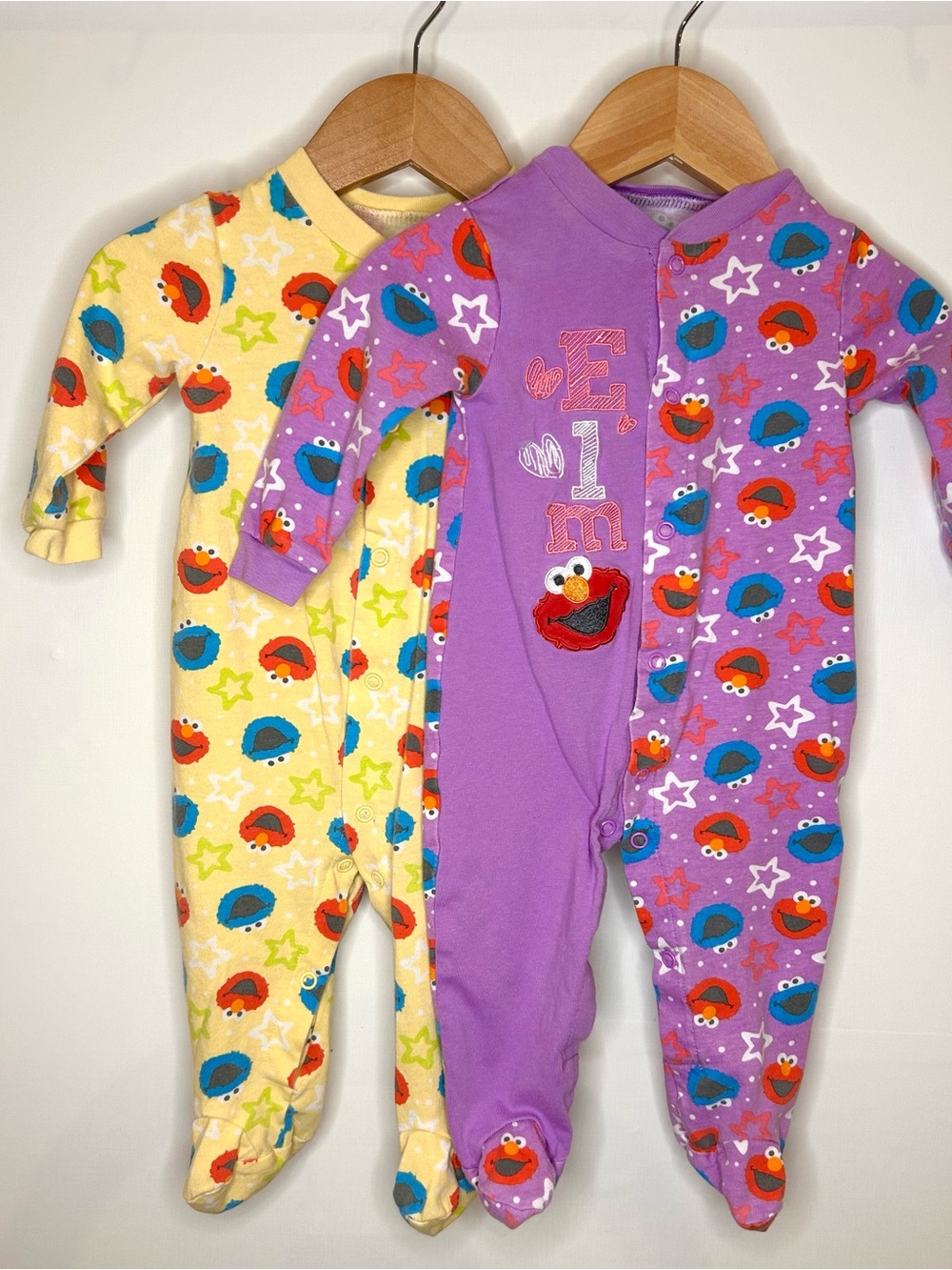 Sesame Street Elmo Footed Sleeper Bundle | 6M | Purple & Yellow Pajamas